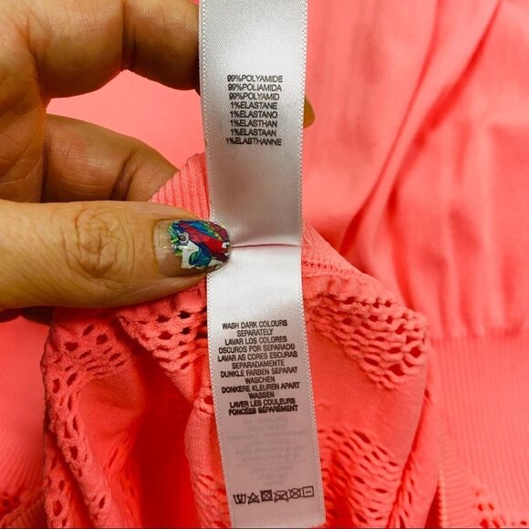 Ocean Club Neon Orange Swim Cover Up Eyelet Dress - Picture 7 of 10